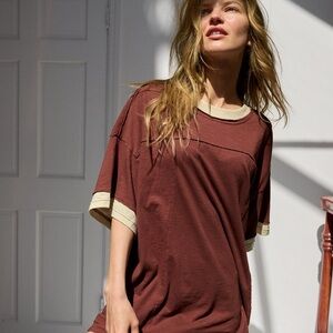 AERIE Casual Brown and Cream Women's Top